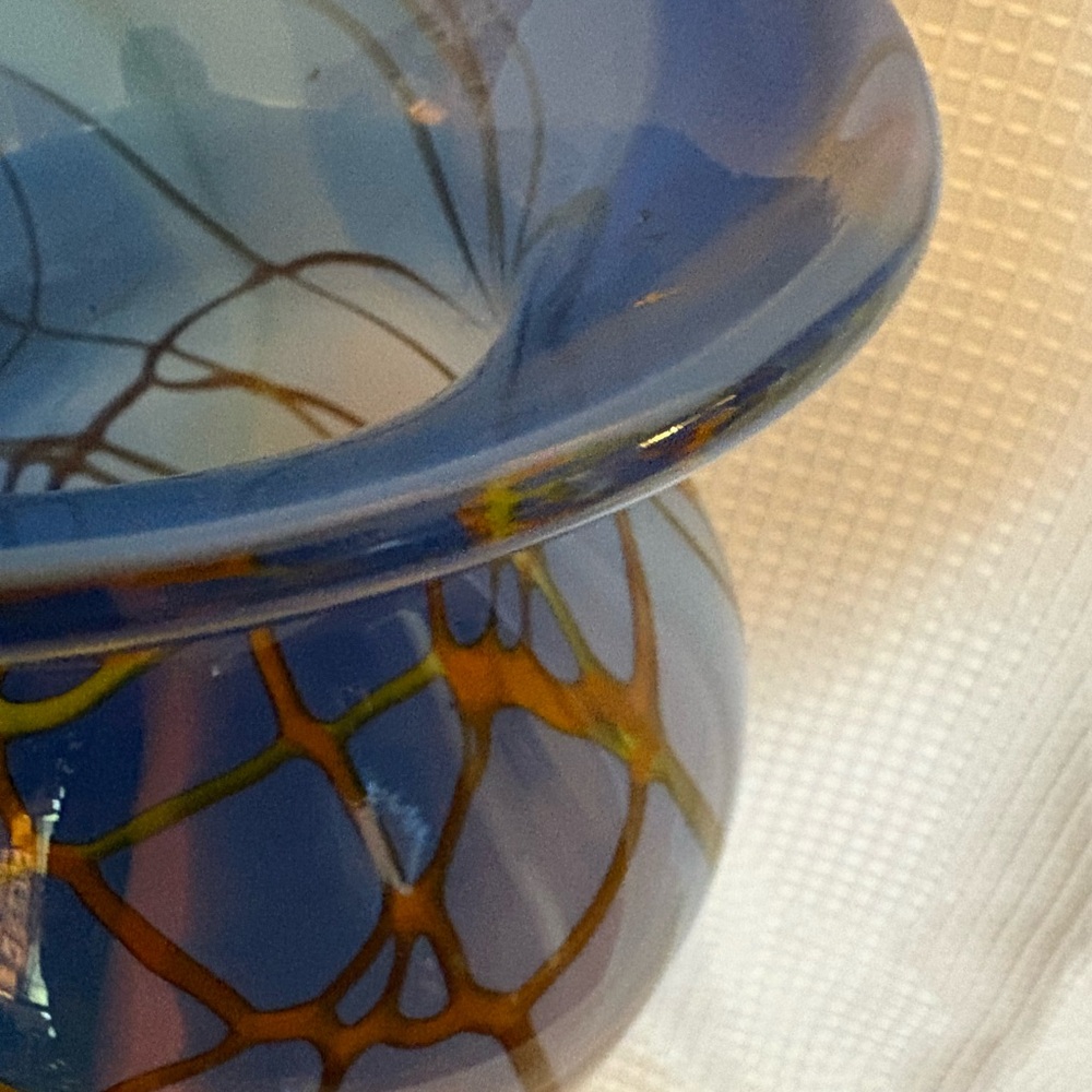 Scott Simmons Sunrise Glassworks Signed Hand-Blown Art Glass Vase 11” - Picture 11 of 15